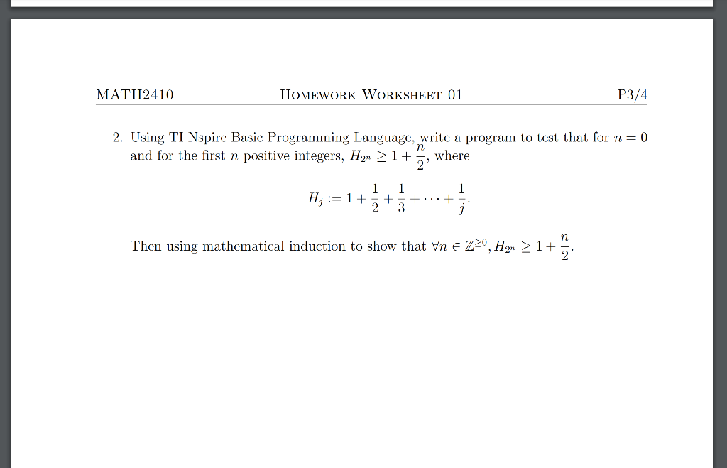 Solved MATH2410 HOMEWORK WORKSHEET 01 P3/4 2. Using TI | Chegg.com
