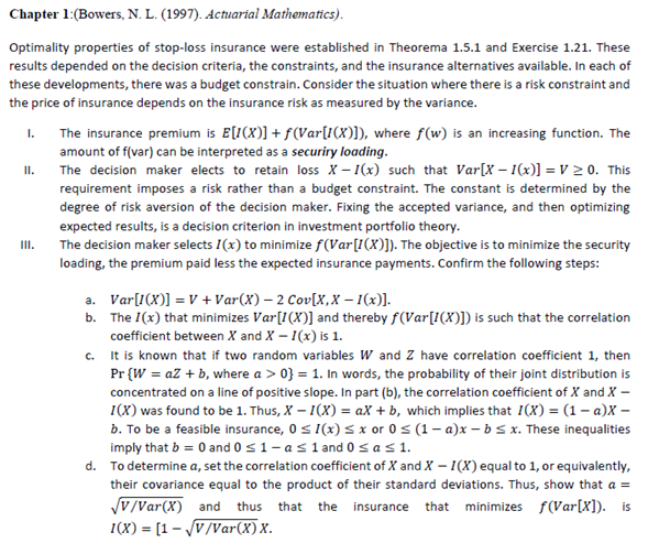 Chapter 1:(Bowers, N. L. (1997). Actuarial | Chegg.com