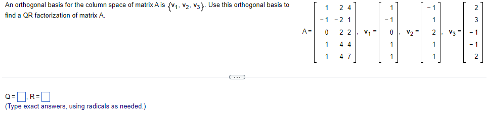Solved An orthogonal basis for the column space of matrix A | Chegg.com