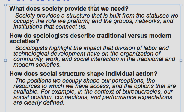 Solved What Does Society Provide That We Need? Society | Chegg.com