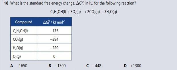 Solved 8 What is the standard free energy change, ΔG⊖, in | Chegg.com