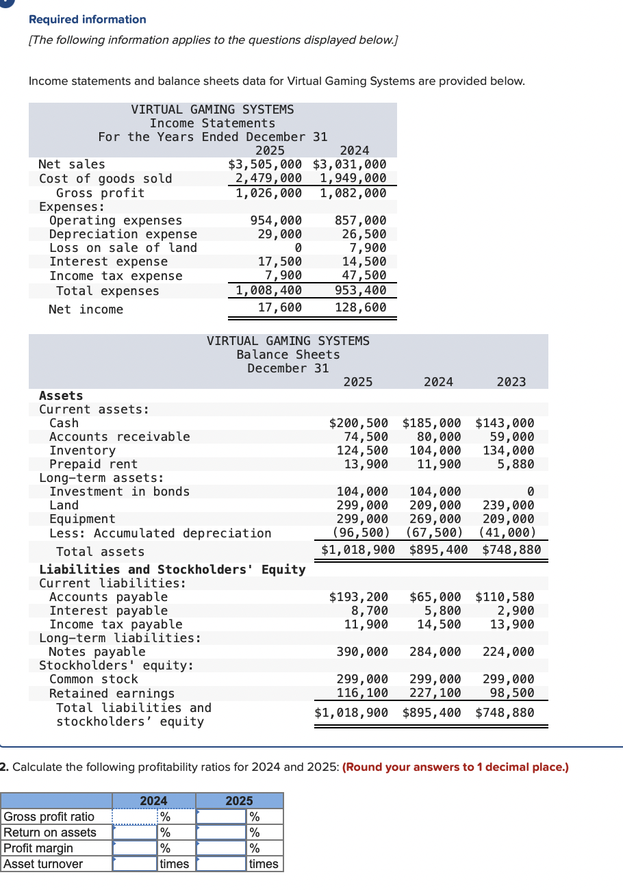 Solved statements and balance sheets data for Virtual