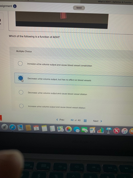 Solved What is ADH signment 0 Saved Which of the following