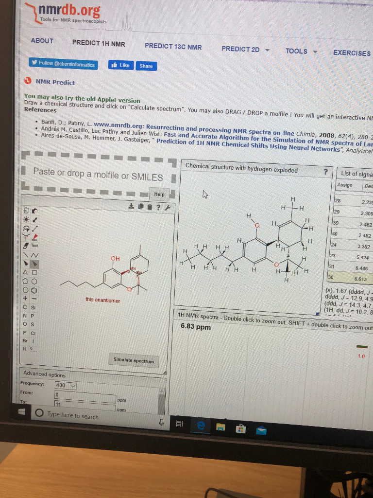 Solved Nmrdb.org Tools For NMR Spectroscopists ABOUT PREDICT | Chegg.com