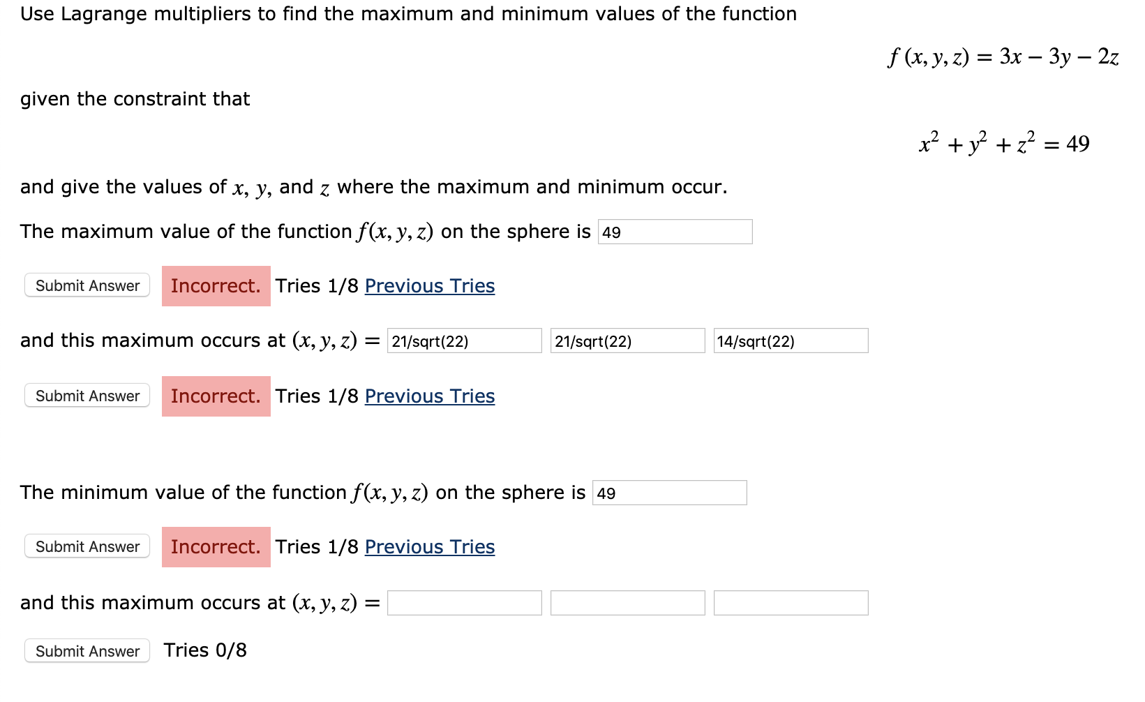 Solved Use Lagrange multipliers to find the maximum and | Chegg.com