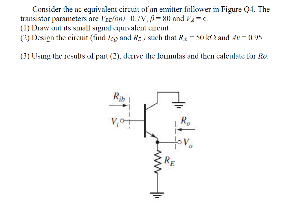 Solved Consider the ac equivalent circuit of an emitter