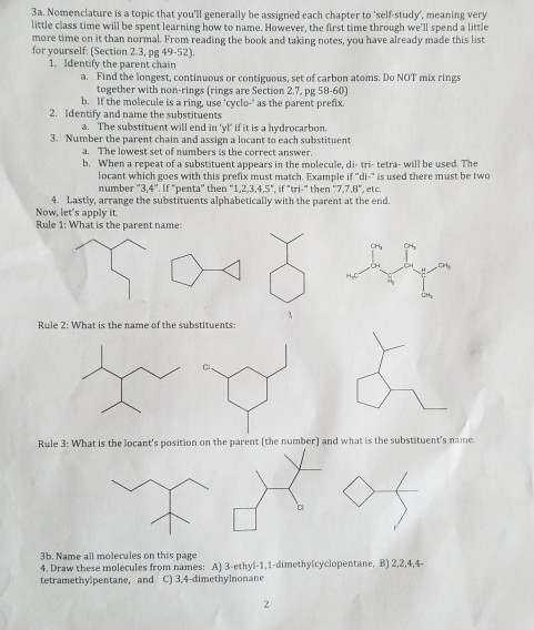 Solved 3a Nomenclature Is A Tople That You Ll Generally Chegg Com