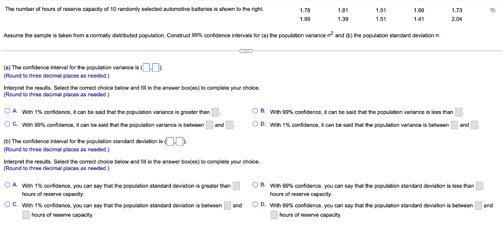 Solved (a) The confidence interval for the population | Chegg.com