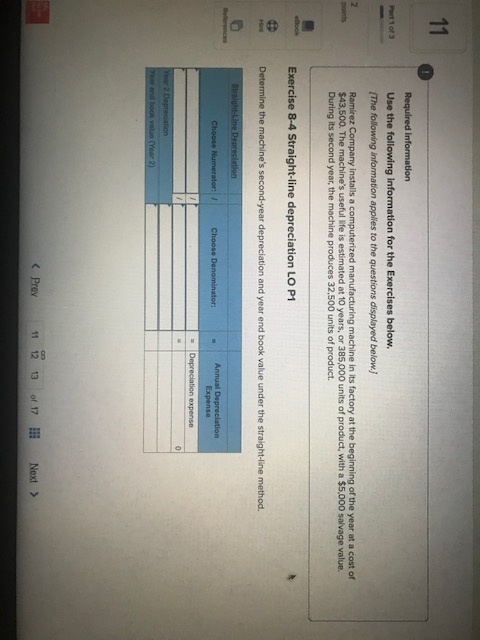 Solved 11 Part 1 of 3 Required Information Use the following | Chegg.com