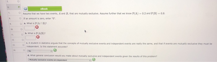 Solved EBook 0 Assume That We Have Two Events, A And B, That | Chegg.com