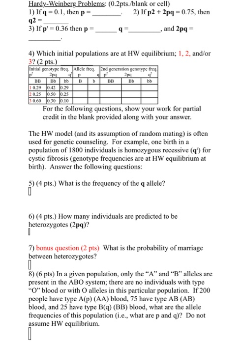 Ap Biology Hardy-Weinberg Problem Set Answer Key - Hardy Weinberg ...