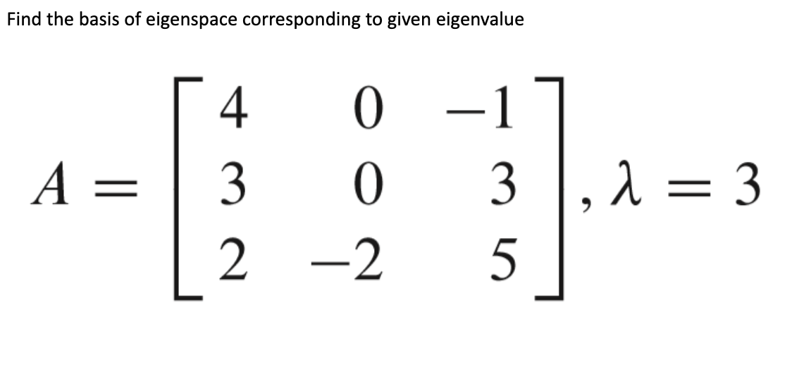 Solved Find the basis of eigenspace corresponding to given | Chegg.com