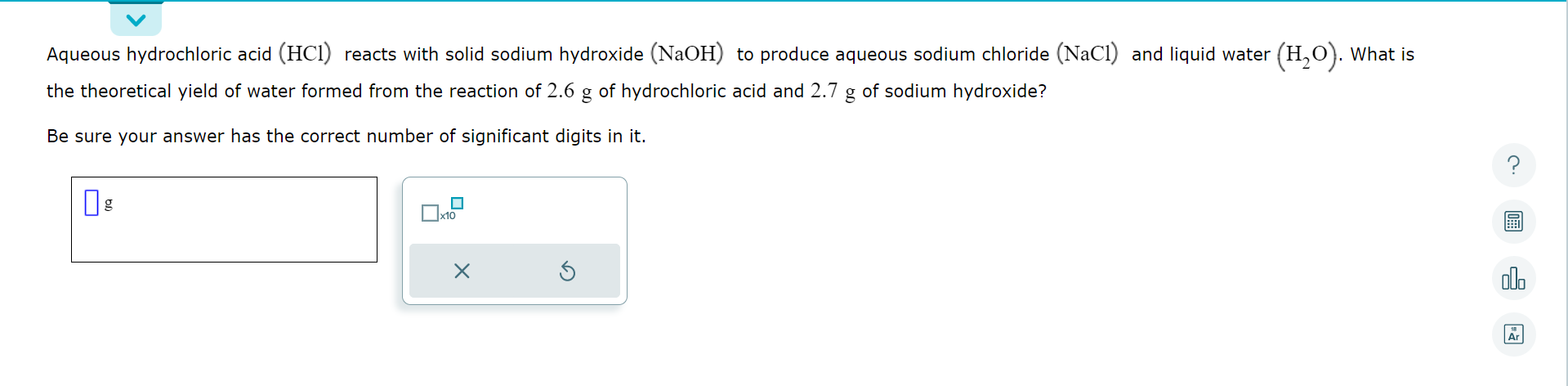 Solved Aqueous hydrochloric acid (HCl) reacts with solid | Chegg.com