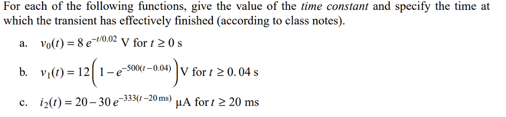 Solved For each of the following functions, give the value | Chegg.com