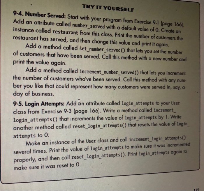 Solved TRY IT YOURSELF 9 1 Restaurant Make For Restaurant Chegg