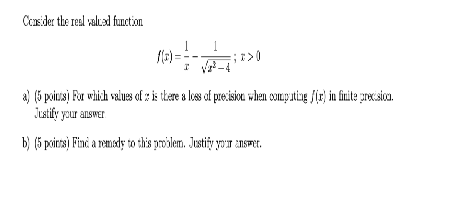 Solved Consider the real valued function 1 f(x) = ; 0 1 | Chegg.com