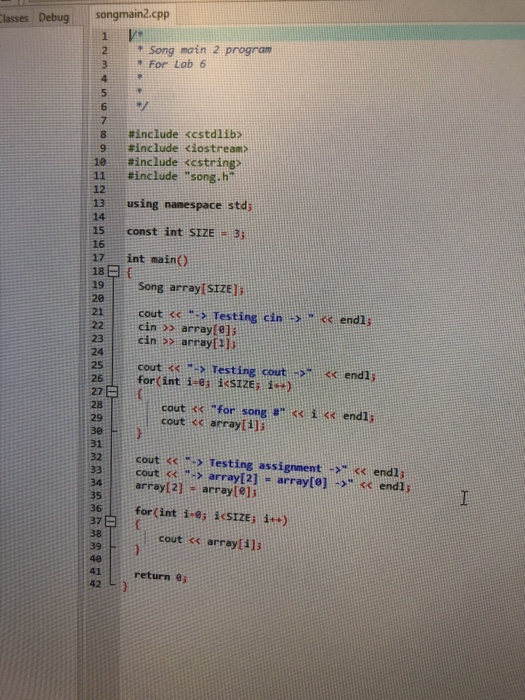 Solved I attached the example output and songmain.cpp file | Chegg.com