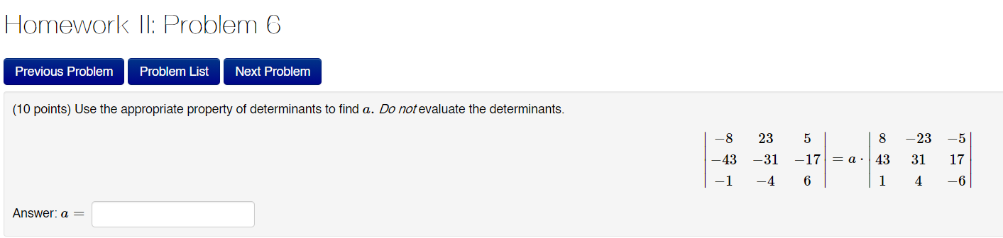 Solved Homework II: Problem 6 Previous Problem Problem List | Chegg.com