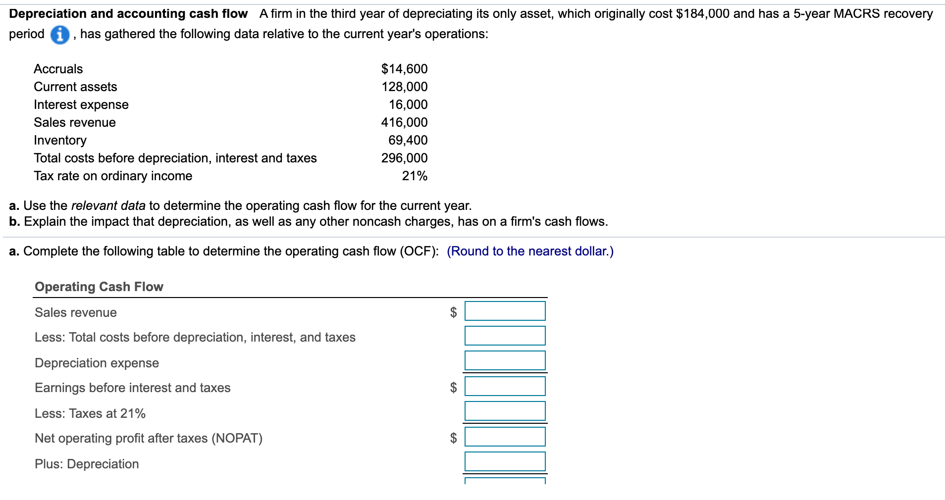 Solved Depreciation and accounting cash flow A firm in the