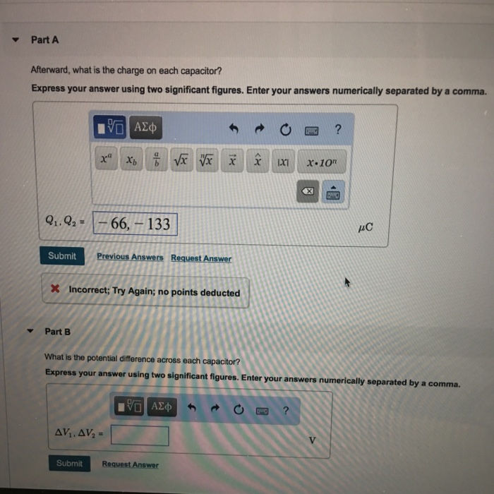 Solved Capacitors C1 = 10μF and C2 = 20μF are each charged