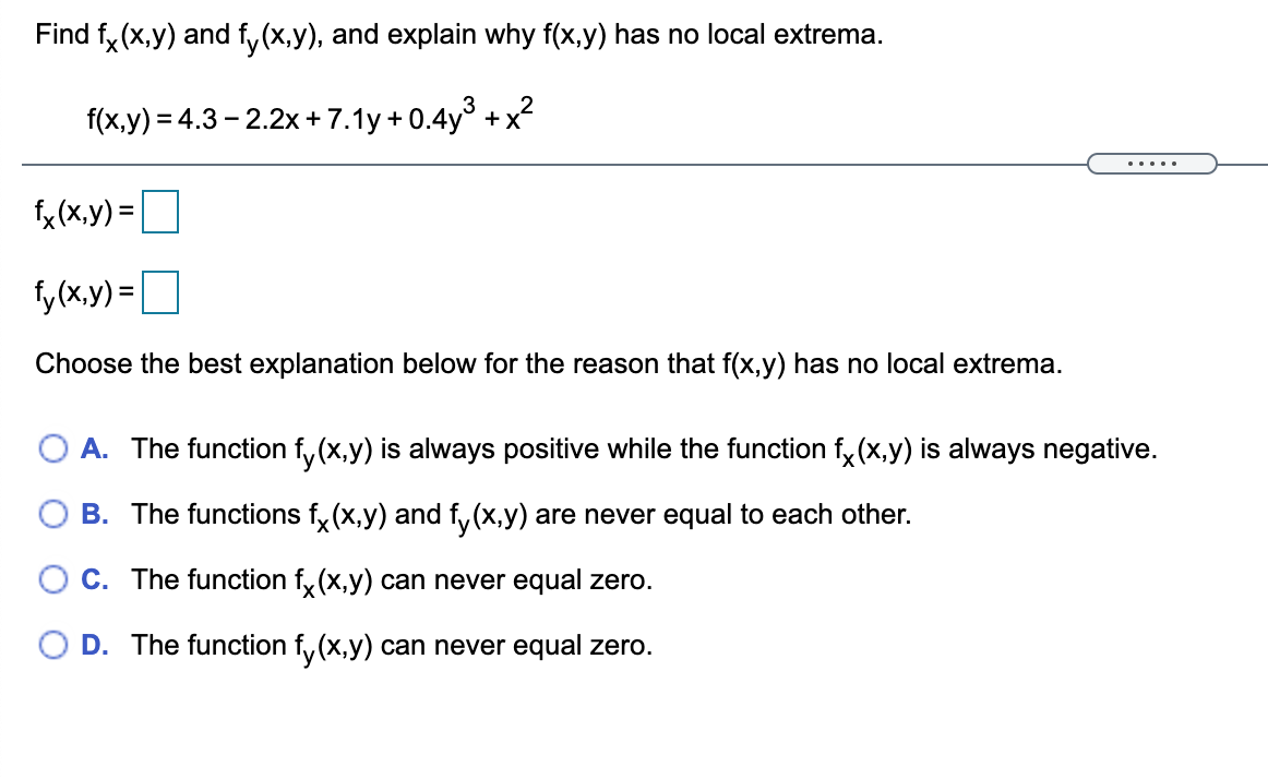 Solved Find Fxx X Y Fxy X Y Fyx X Y And Fyy X Y For