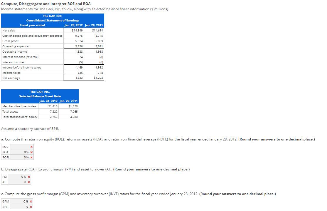 Solved Compute, Disaggregate and Interpret ROE and ROA | Chegg.com