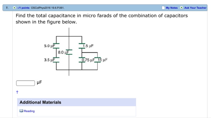 Solved Find the total capacitance in micro farads of the | Chegg.com