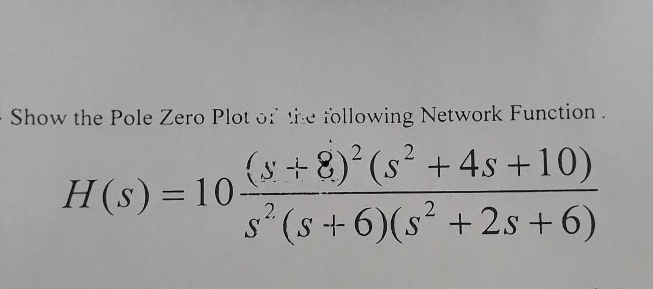 Solved Show the Pole Zero Plot si tre following Network | Chegg.com