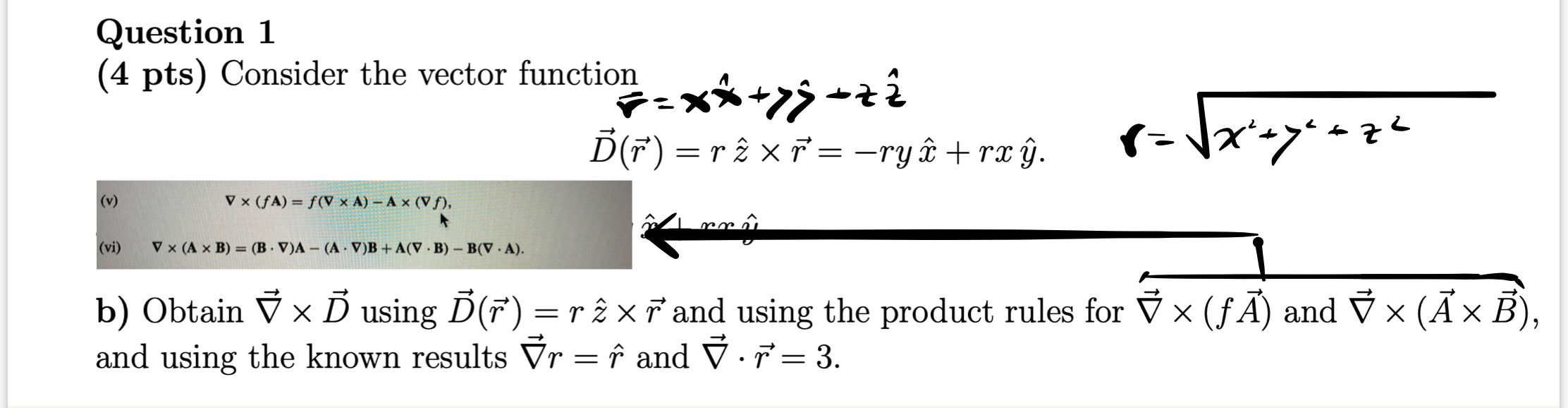 Solved Question 1 4 Pts Consider The Vector Function Chegg Com