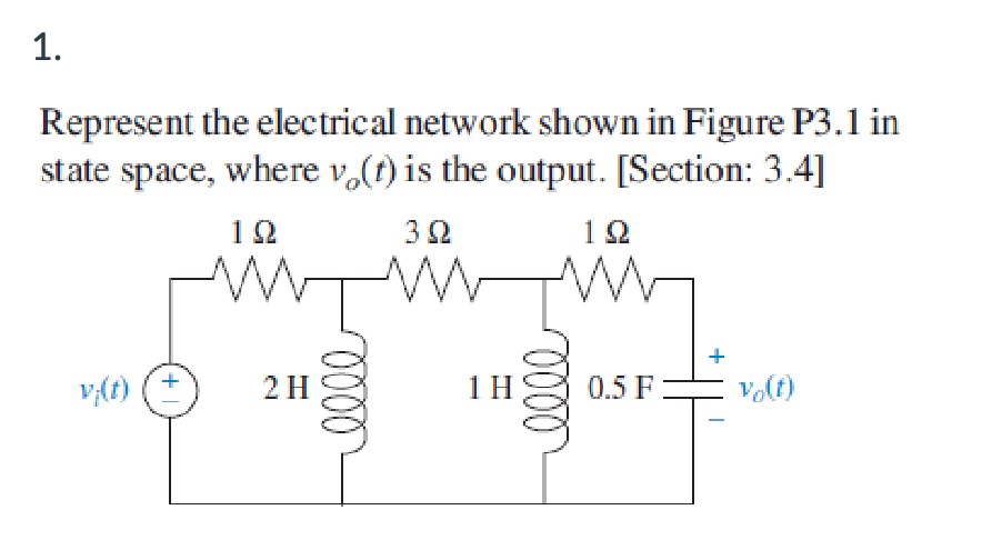 Solved Represent the electrical network shown in Figure P3.1 | Chegg.com