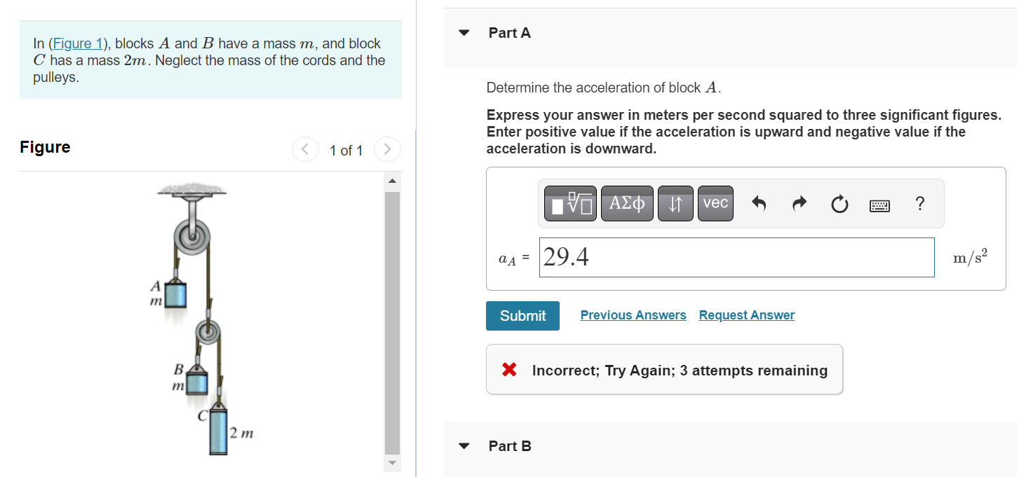 Solved In (Figure 1), Blocks A And B Have A Mass M, And | Chegg.com