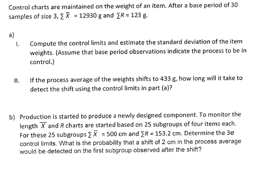 Solved Control charts are maintained on the weight of an | Chegg.com