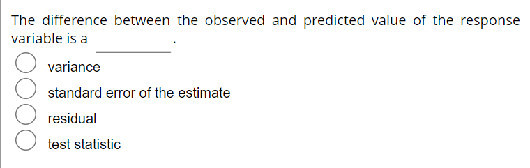 Solved The difference between the observed and predicted | Chegg.com