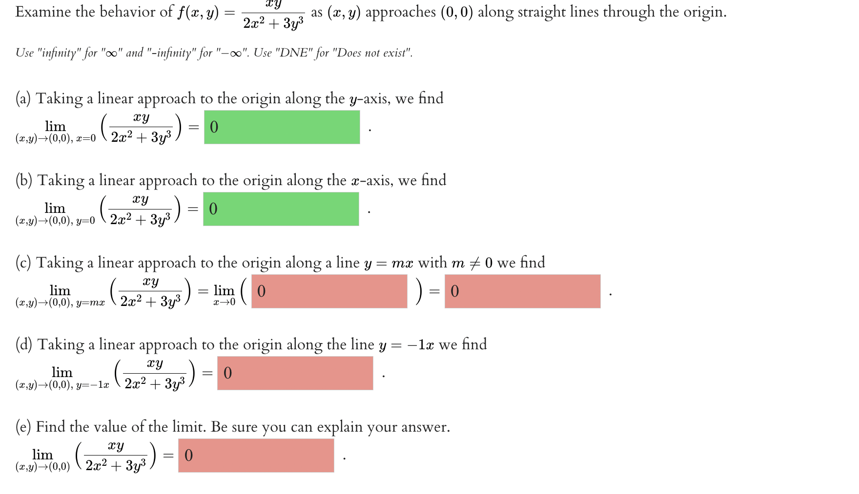 Solved Examine The Behavior Of F X Y 2x2 3y3xy As X Y