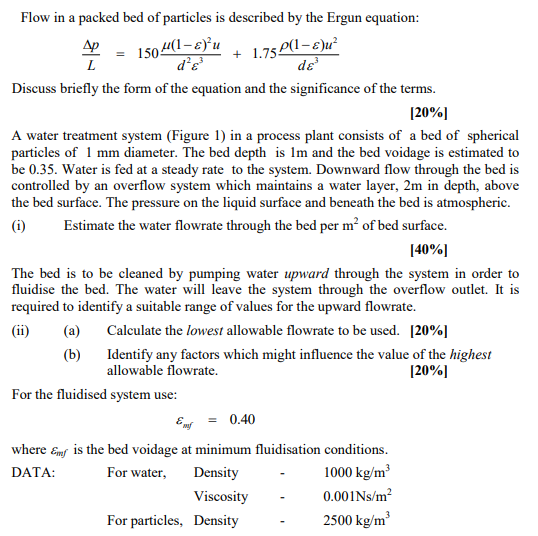 Flow in a packed bed of particles is described by the | Chegg.com