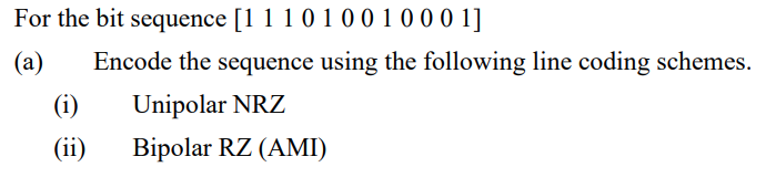 Solved For the bit sequence [1 1101001000 1] (a) Encode the | Chegg.com