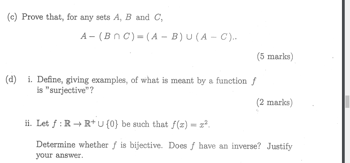 Solved (c) Prove That, For Any Sets A,B And C, | Chegg.com