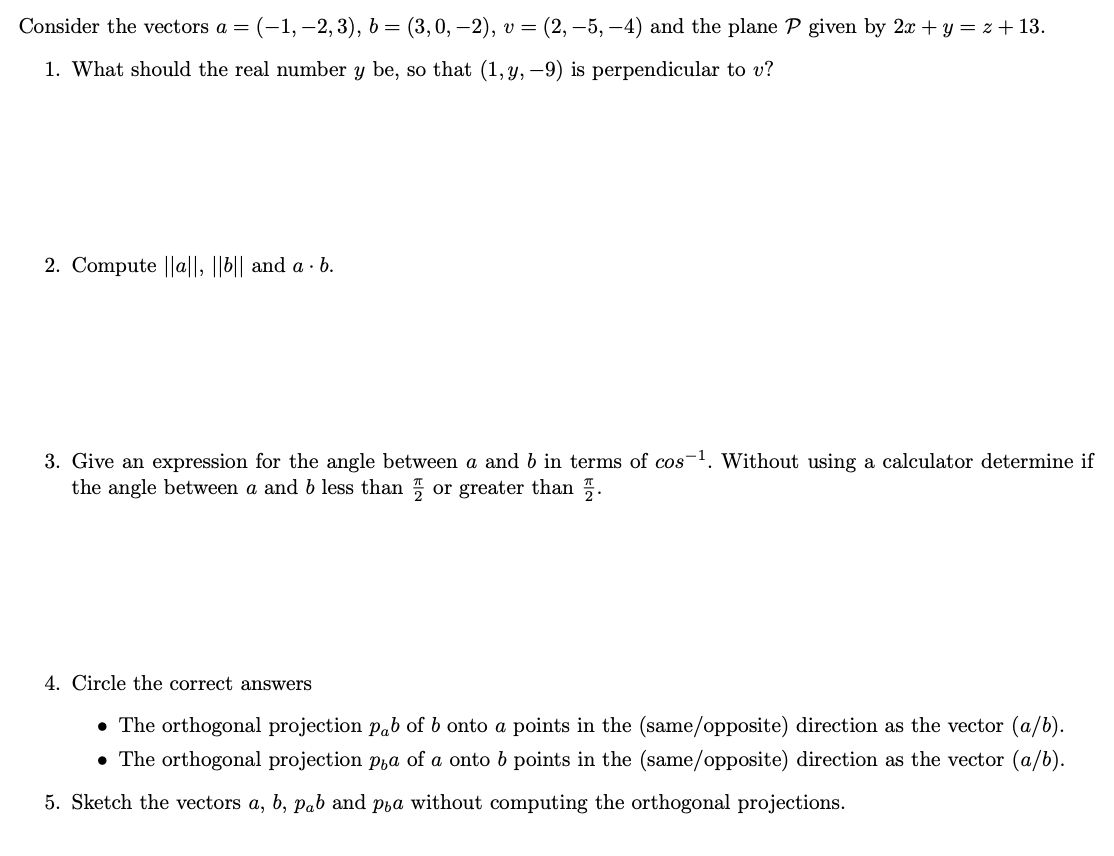 Solved Consider The Vectors | Chegg.com