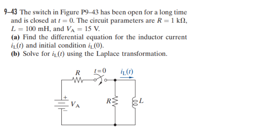 Solved ( 9–39The switch in Figure P9–39 has been open for a