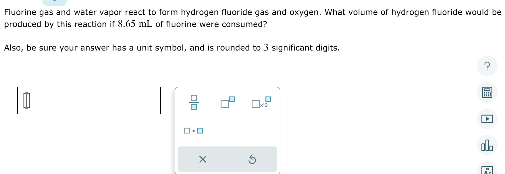 Solved Fluorine Gas And Water Vapor React To Form Hydrogen Chegg Com