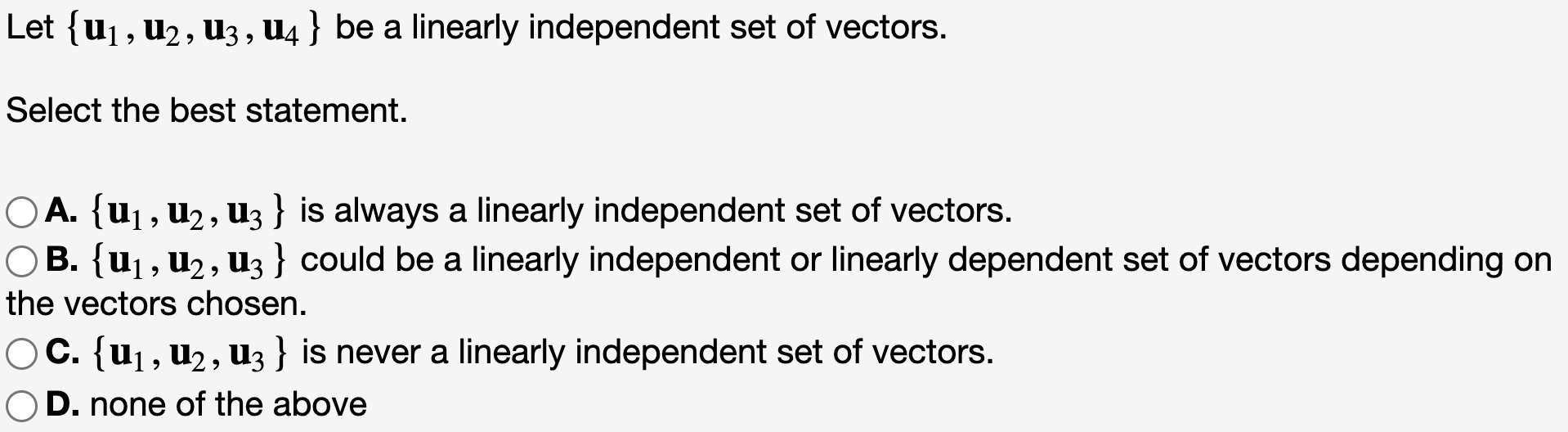 Solved Let {u1,u2,u3,u4} Be A Linearly Independent Set Of | Chegg.com