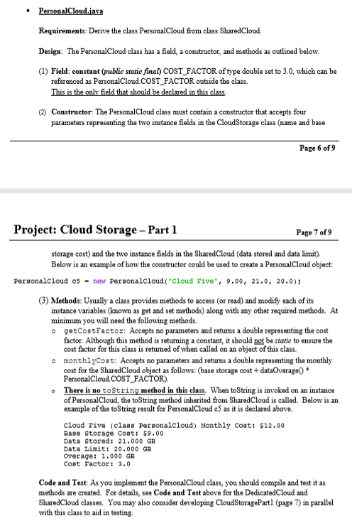 Solved PublicCloud.java Requirements: Derive the class | Chegg.com