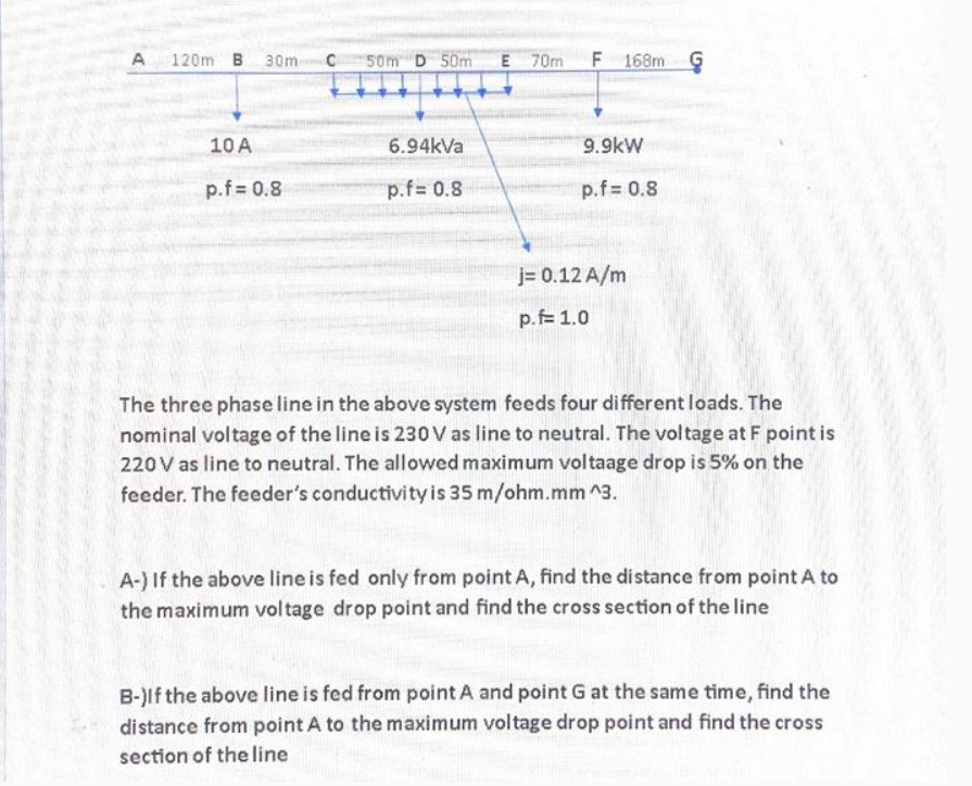 Solved The three phase line in the above system feeds four | Chegg.com