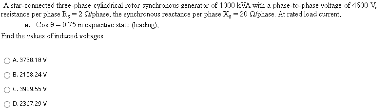 Solved A star-connected three-phase cylindrical rotor | Chegg.com