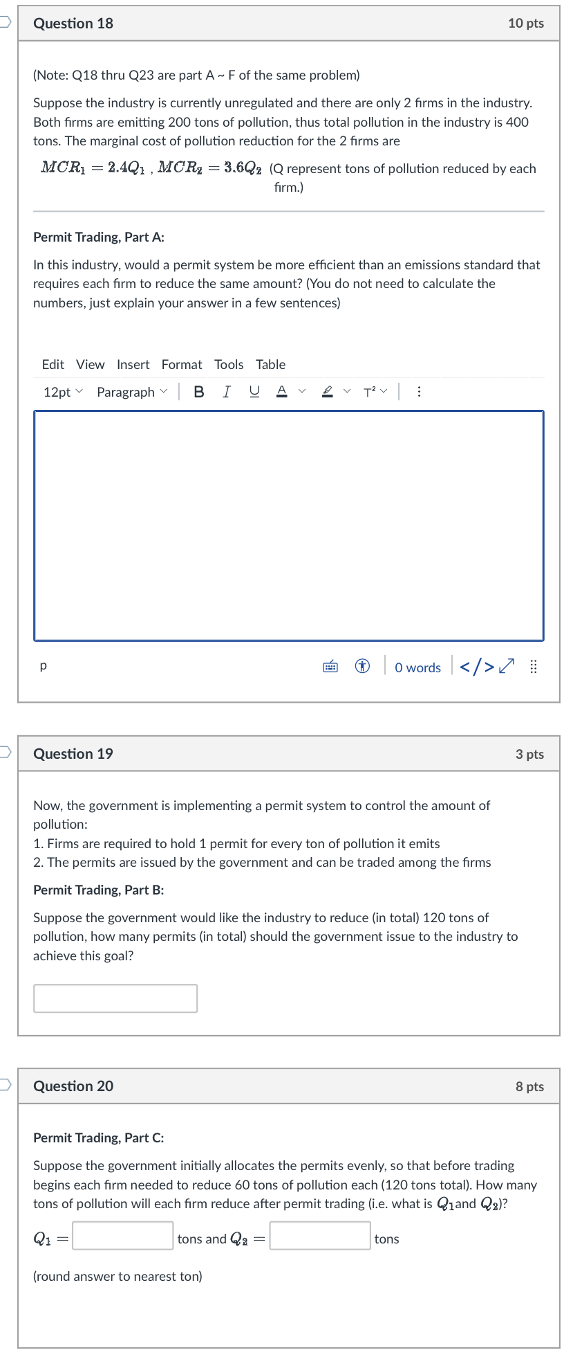 Solved (Note: Q18 thru Q23 are part A∼F of the same problem) | Chegg.com