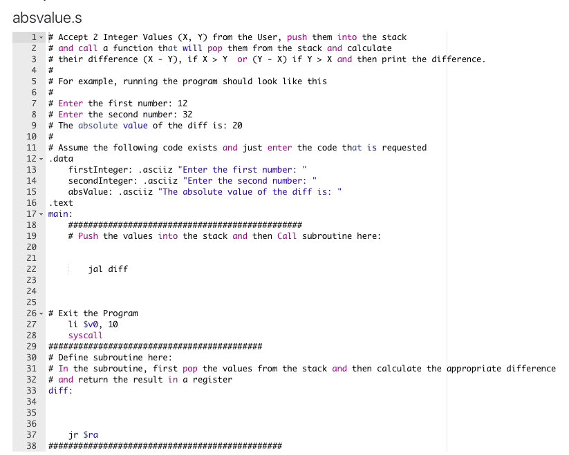 Instructions are in the code.assembly code. As soon | Chegg.com