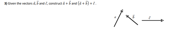 Solved 3) Given The Vectors A,b And C, Construct A+b And | Chegg.com