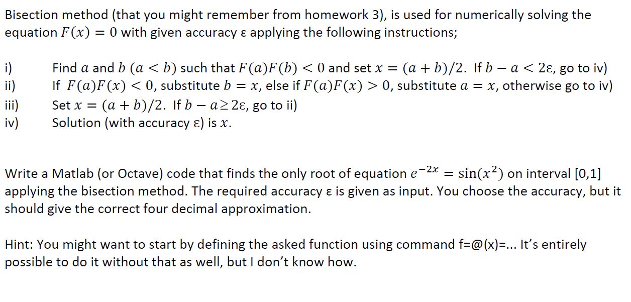 Solved Bisection Method (that You Might Remember From | Chegg.com