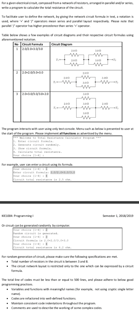Solved For a given electrical circuit, composed from a | Chegg.com