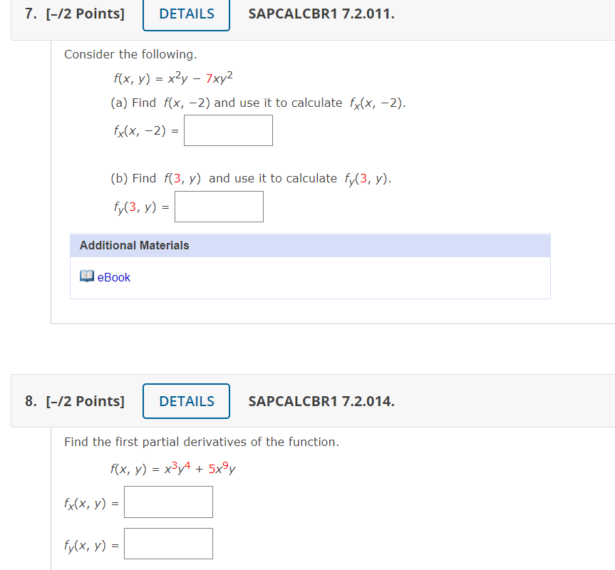 Solved 7. [-12 Points] DETAILS SAPCALCBR1 7.2.011. = | Chegg.com